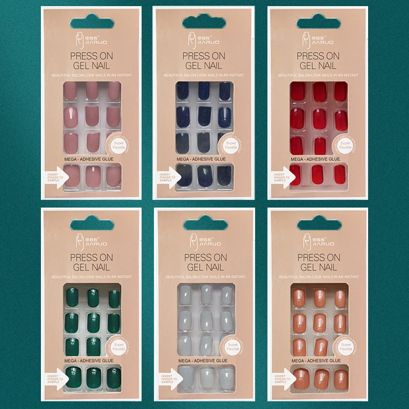 

Nails Art Fake Nail gel Tips Full Cover Artificial Square Kiss with Glue Stick Designs Clear Display Short False Press on Coffin