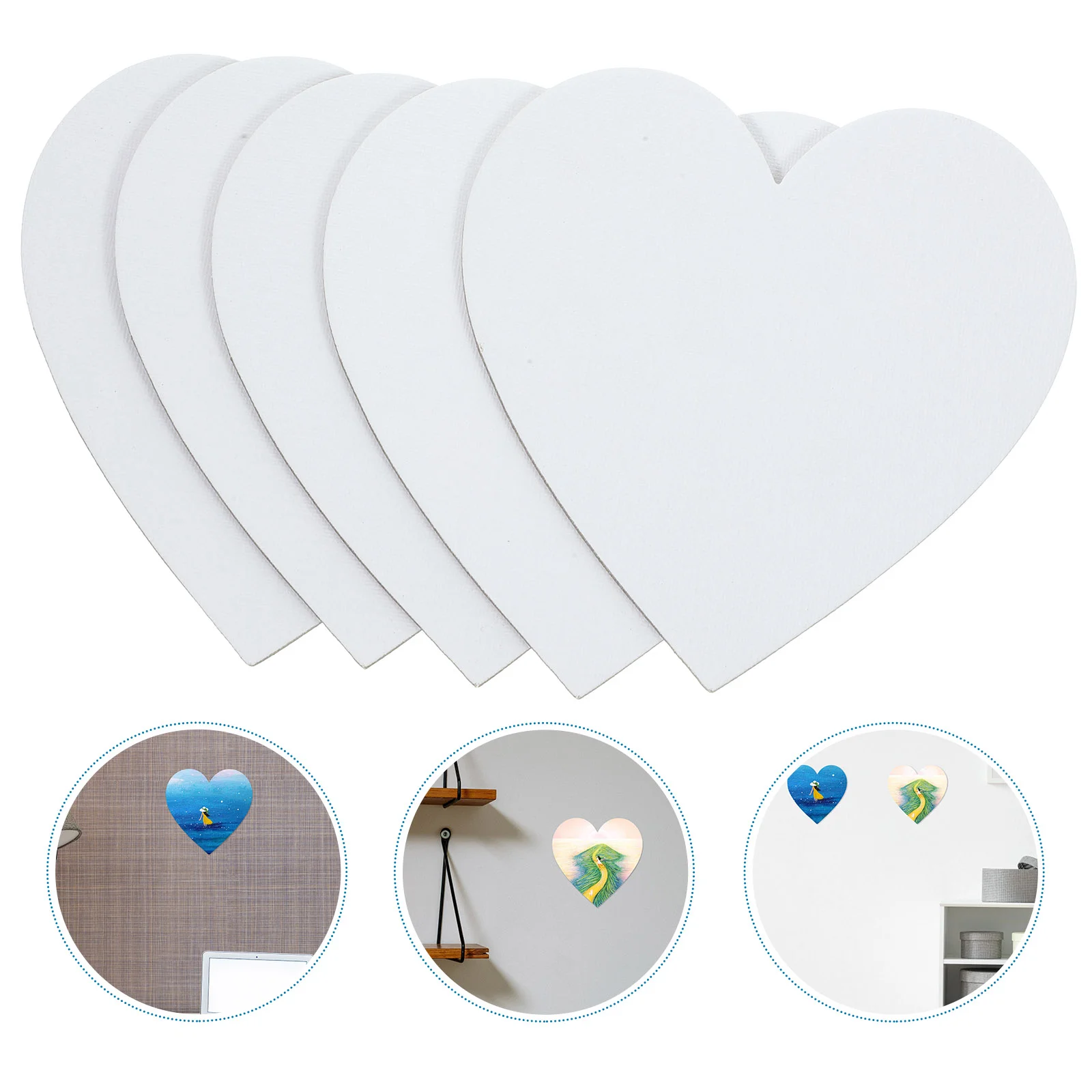 

5 Pcs Oil Painting Board Frames Canvas Paintings Artist Paper Drawing Boards Heart-shaped Cotton DIY Panels Child