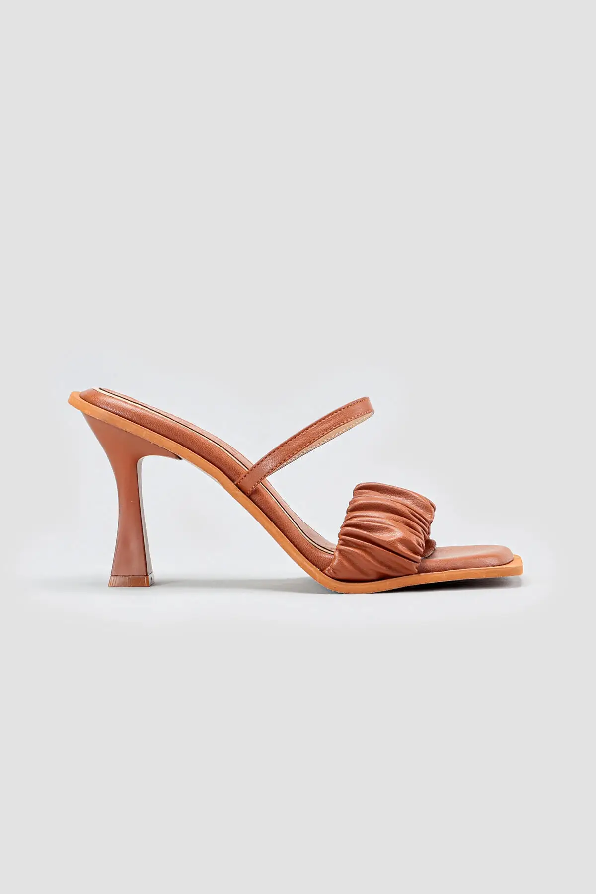 

Women Tan Shir Straped Slim Heels Slippers
