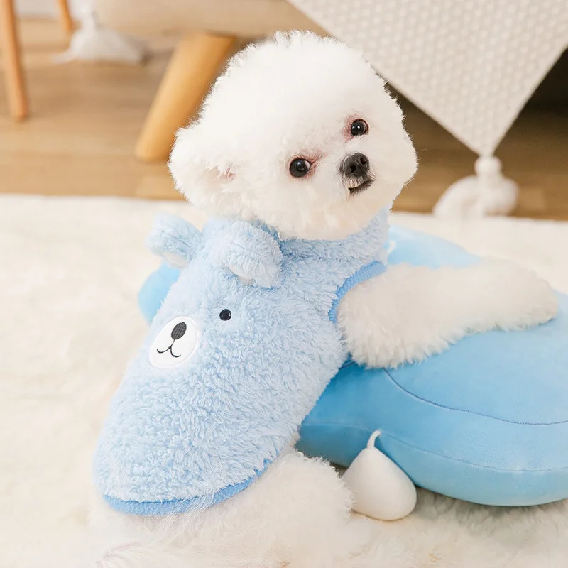 

Warm Outfit Fleece Pet Clothes Sweater Cute Bear Print Coat Small Medium Winter Dog Cat Shirt Jacket Teddy Bulldog Chihuahua