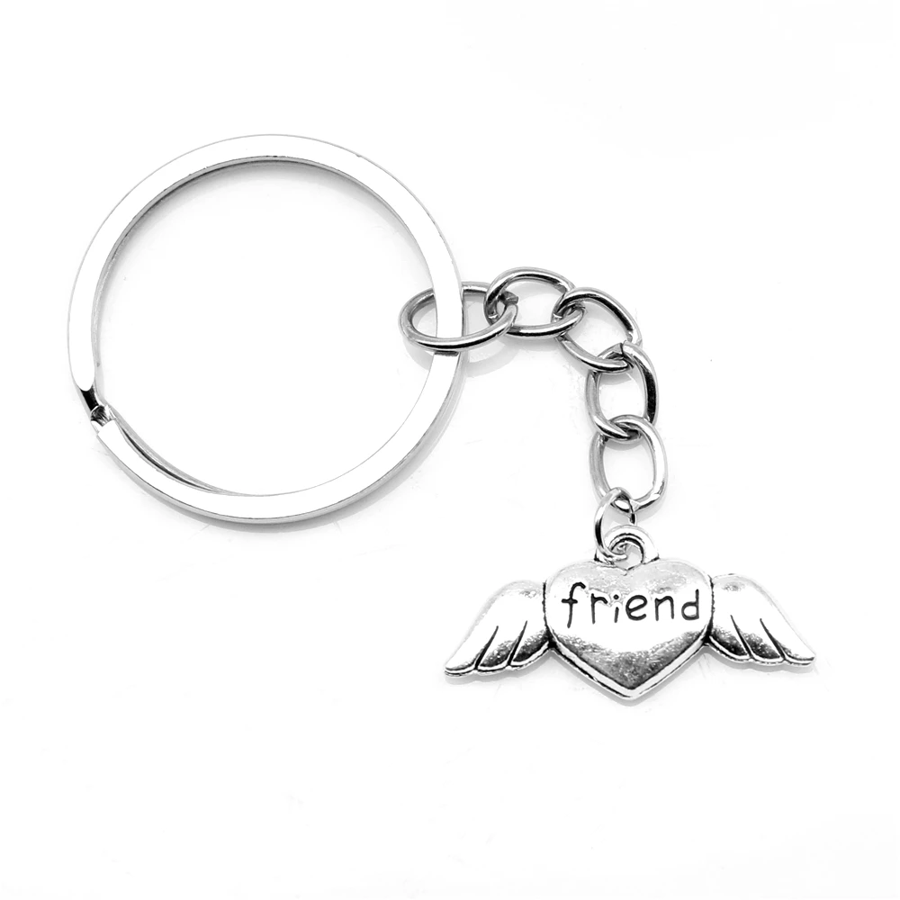 

1pcs Antique Silver Color 13x27mm Friends Peach Heart Keychain Handmade Jewerly Diy