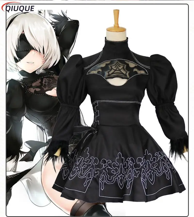 Фото НИР автоматов косплэй костюм Yorha 2B наряды игровой костюм для женщин ролевые костюмы для девочек на Хэллоуин вечернее изящное платье №2