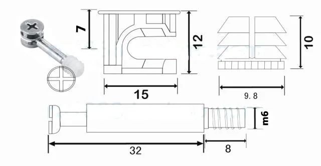 50pcs 3in1 m640 furniture screw assembled pieces kitchen cabinet connectors hammer nut and bolt set nut sock woodworking free global shipping