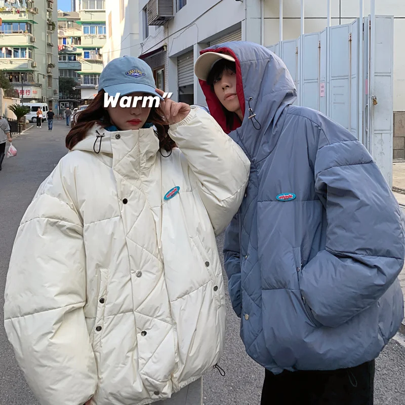Winter Jacket Men Warm Fashion Casual Oversized Hooded Down Jacket Men Streetwear Korean Loose Short Coat Mens Parker Clothes