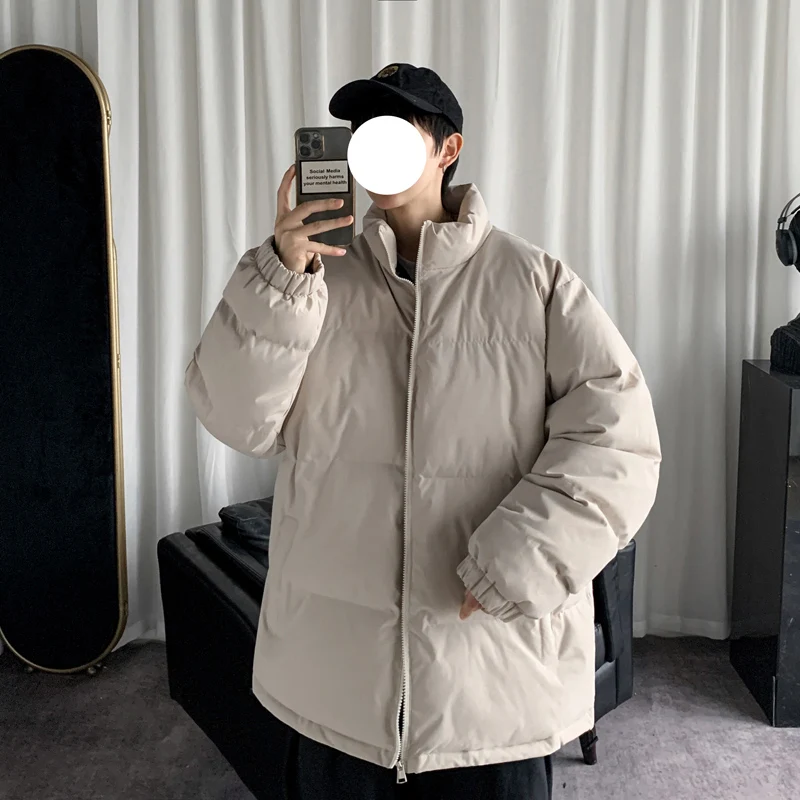 Mens Winter Jacket Stand Collar Warm Thick Casual Parka Coat Streetwear Overcoats