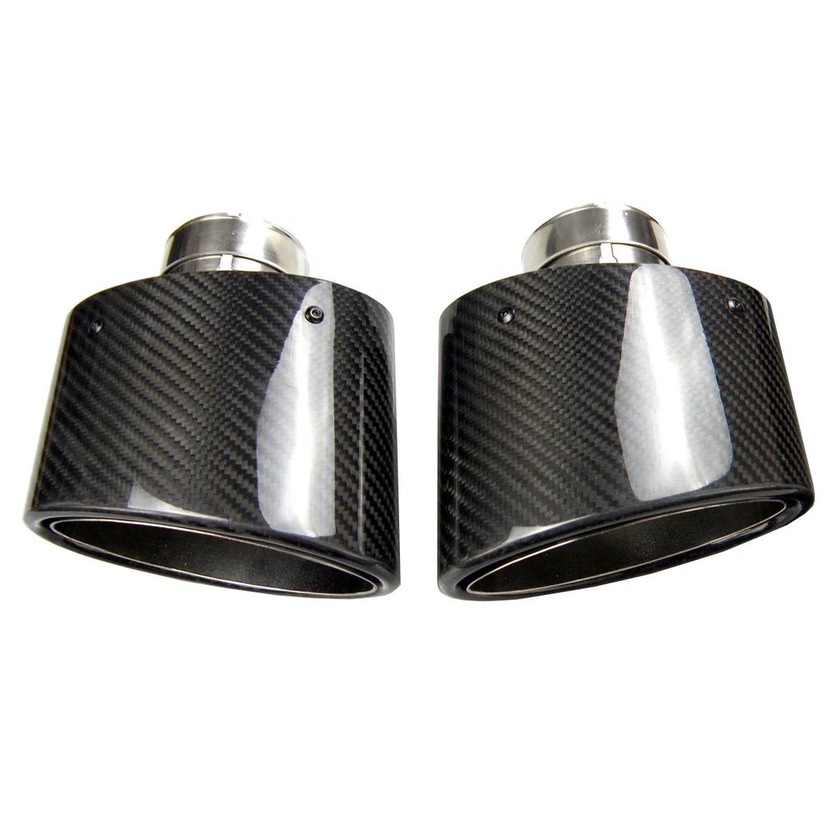 

1 Pair Oval Slant Cutting Carbon Fiber Exhaust Pipe Muffler Tip For BMW BENZ AUDI Hyundai Car Modified Muffler
