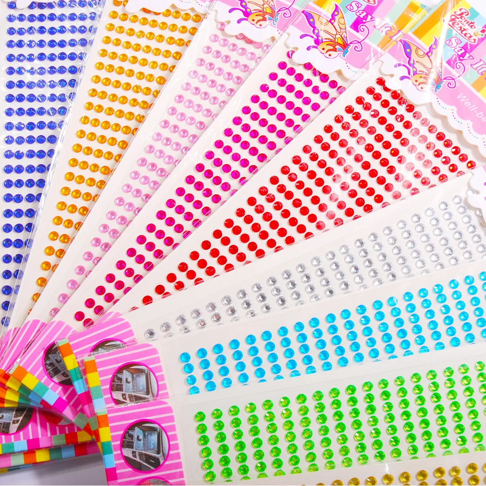 

Colorful Acrylic Diamond Sticker Size 4mm437pcs Rhinestone DIY Mobile Phone Car Decoration Tattoo Sticker