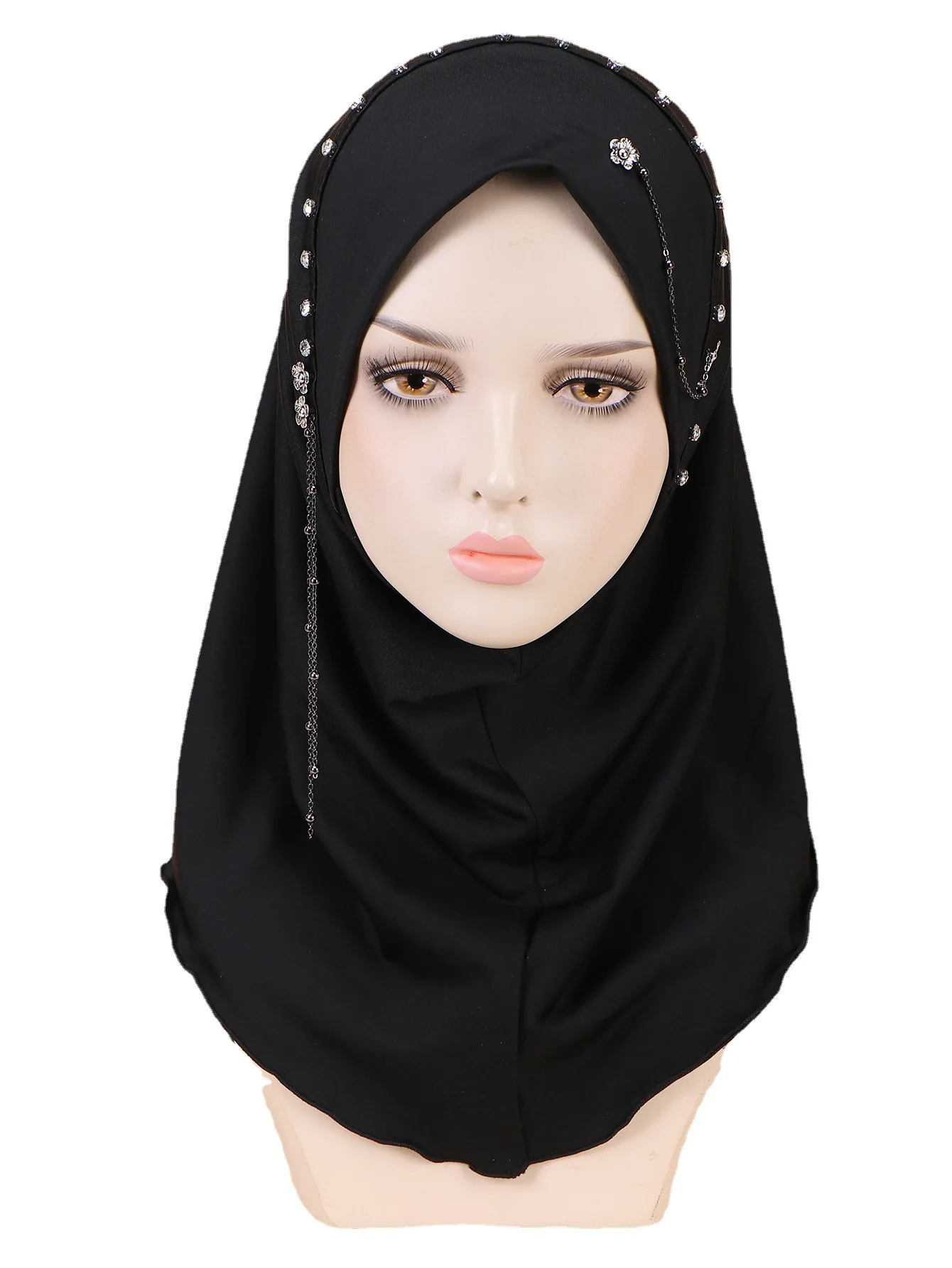 Однотонный Удобный Простой женский головной убор с бриллиантами и цветочным