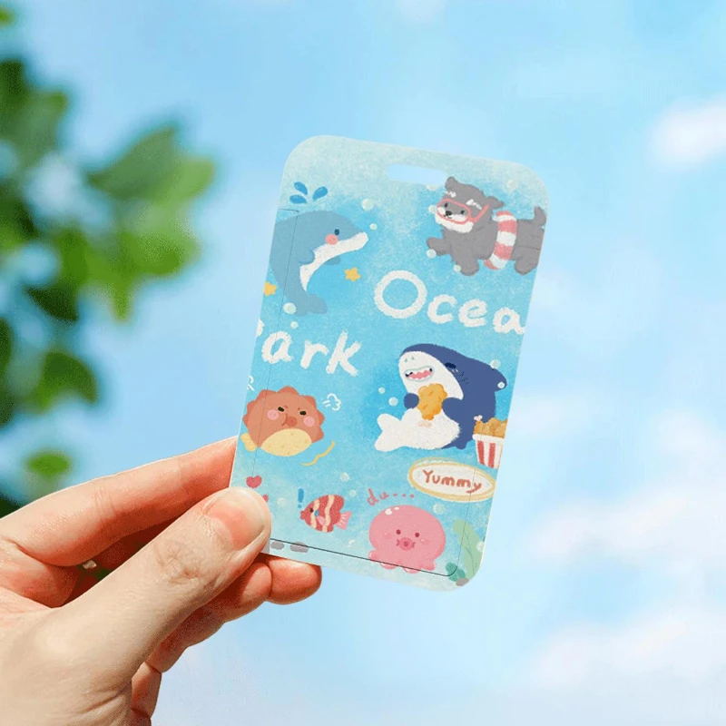 Сумка для бейджа кредитных карт с изображением акулы и кита держатель