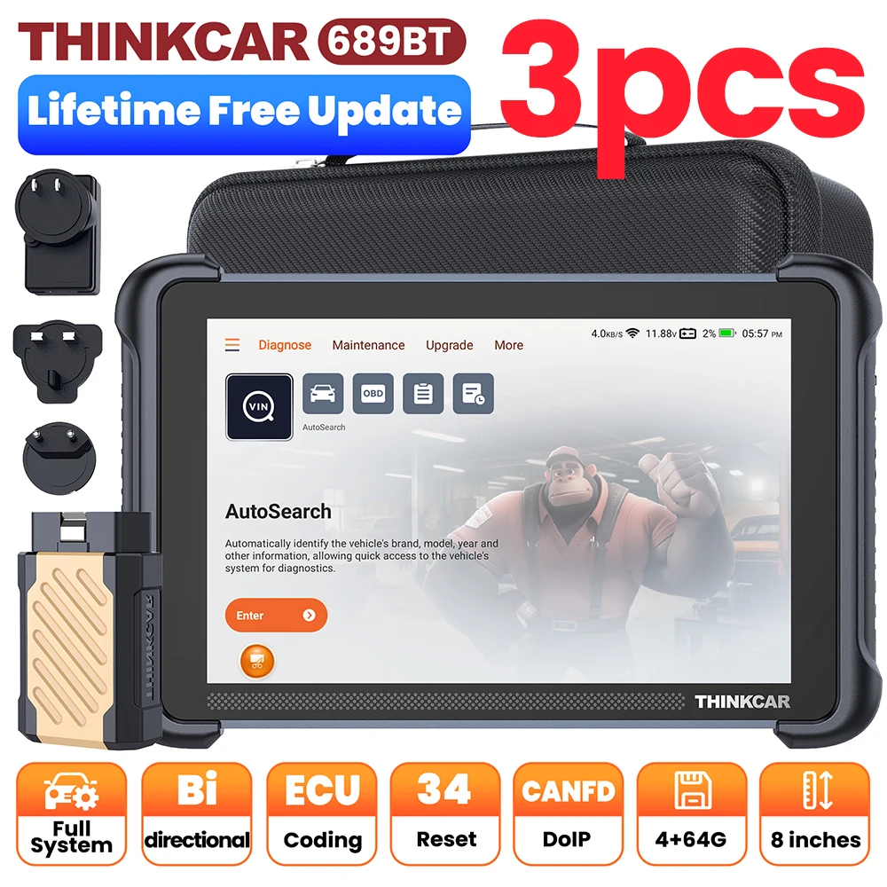 Фото 3 шт. диагностических приборов THINKCAR THINKSCAN 689BT/MUCAR 892BT OBD2 с поддержкой DOIP CAN FD и пожизненным бесплатным обновлением №2