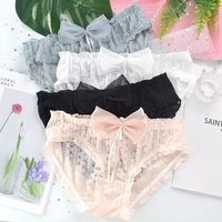 leechee 2022 new sexy briefs cotton panties lace pearl bow womens intimates cute girl lingerie hollow cut underwear