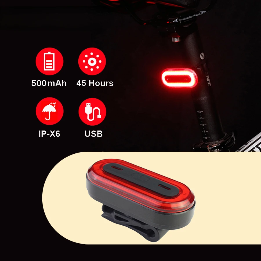 

Lumens USB Rechargeable Rear Light Cycling LED Taillight MTB Road Bike Tail Light Back Lamp for