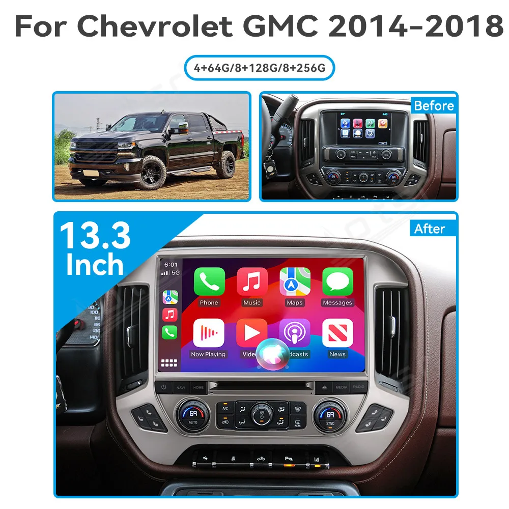 13 3 ''для Chevrolet GMC 2014-2018 Автомобильный GPS мультимедийный плеер автомобильный