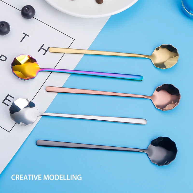 

1pcs Stainless Steel Spoon Stirring Spoon Mug Long Handle Ice Scoop Ice Cream Yogurt Dessert Spoon
