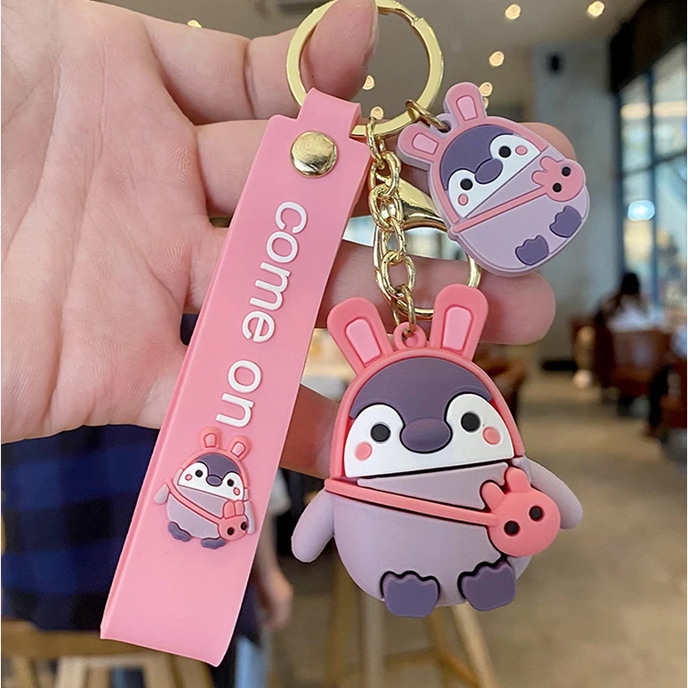 

W&G Creative Cartoon Anime Animal Keychain Keys Cute Sheriff Penguin Doll Small Gift Keyring Women Car Bag Pendant Key Chain