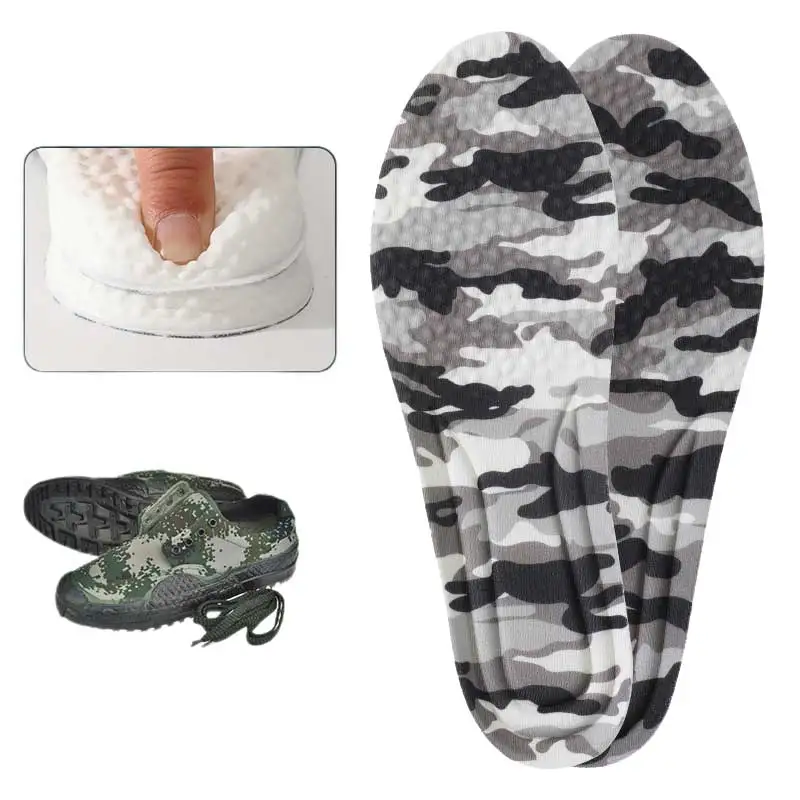 

1 Pair Camouflage Silicone Sport Insoles Shock Absorption Cushioning Pain Relief Inserts Soft Deodorization Orthopedic Shoe Pad