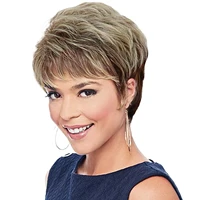 gnimegil synthetic womens wigs with bangs short hairstyle pixie cut wig female blonde ombre brown natural mommy wig average size