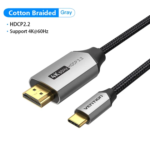 Vention USB C к HDMI кабель 4K Тип C HDMI Thunderbolt3 адаптер для Huawei Mate 40 MacBook USB-C HDMI адаптер USB Type c к HDMI
