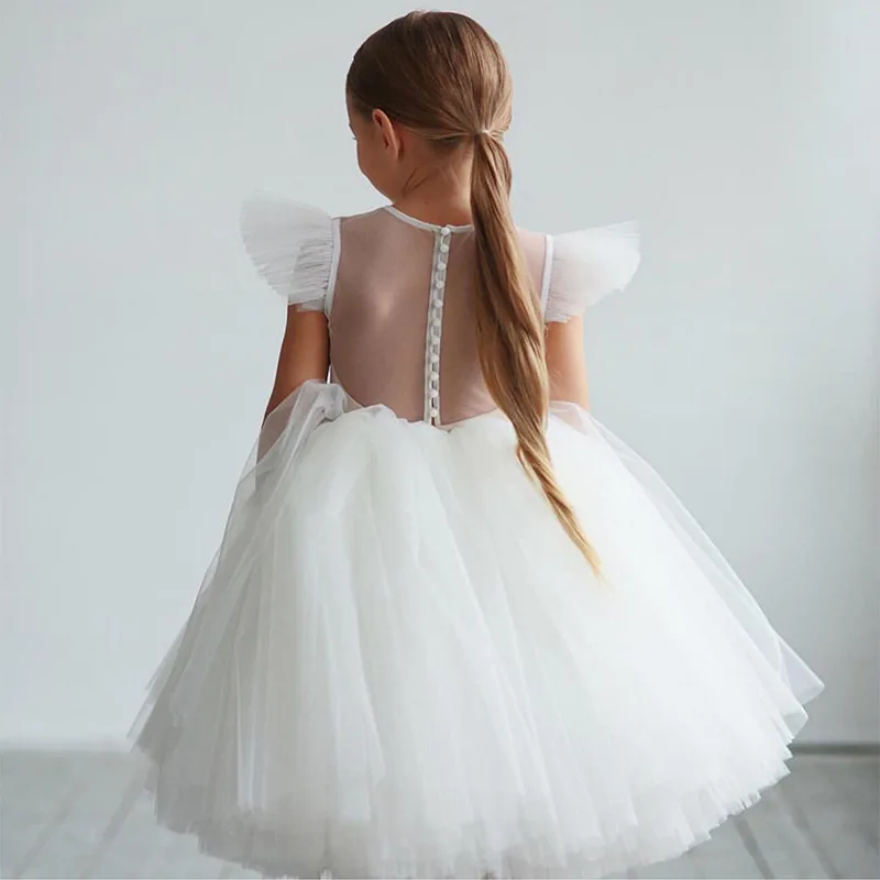 

MODX Girls Dress Children's Clothing Party Elegant Princess Long Tulle Baby Girls Kids Lace Wedding Ceremony Dresses