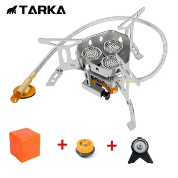 TARKA 3 헤드 가스 스토브, 관광 캠핑 버너, 접이식 백패킹 화로, 야외 하이킹 피크닉 바베큐 요리 장비, 5800W