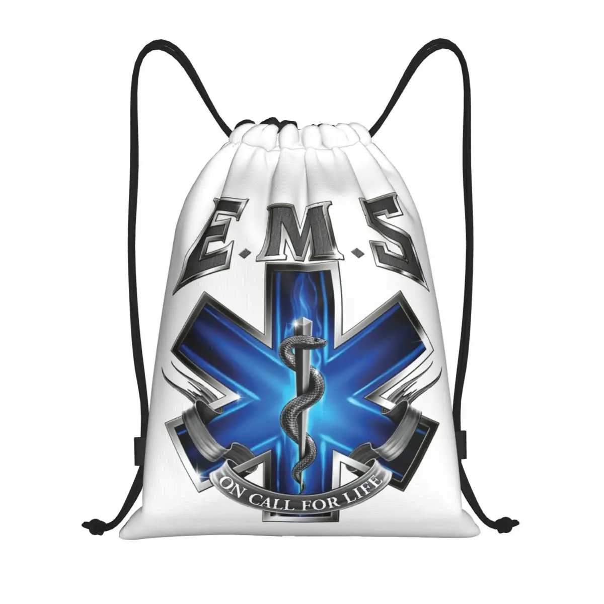 Custom Ems Star Of Life Drawstring Backpack Bags Women Men Lightweight Emt Paramedic Gym Sports Sackpack Sacks for Yoga