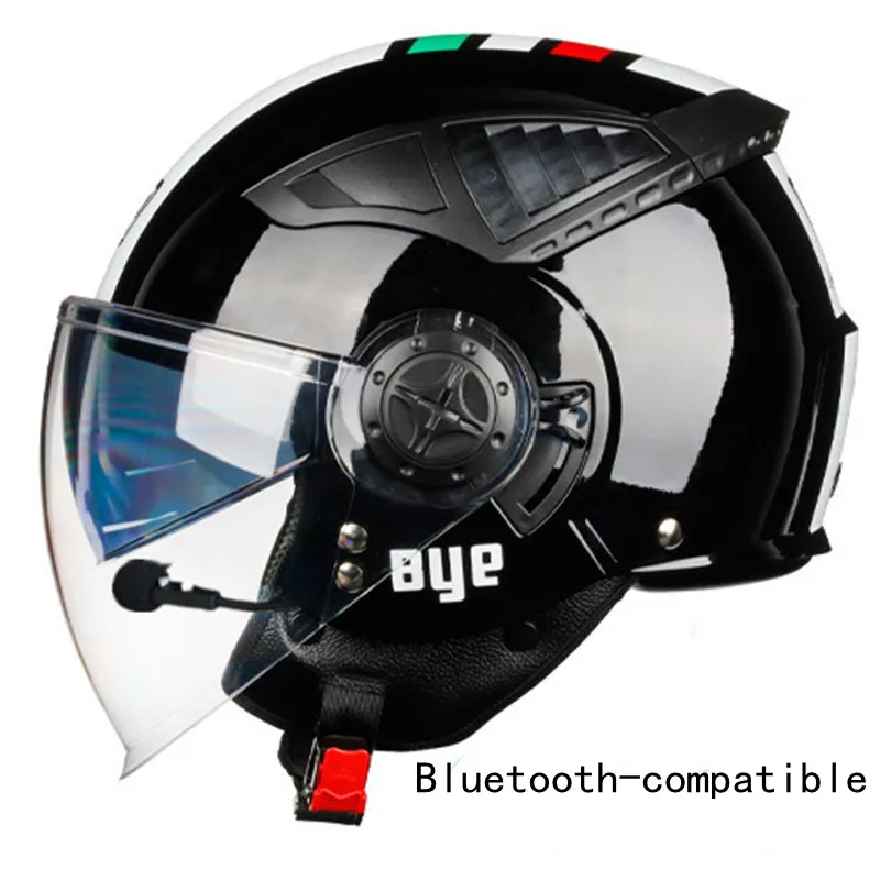 Bluetooth-compatible Motorcycle Helmet Open Face Racing Capacete Para Motocicleta Motorbike Helmets Gloss Black M L XL