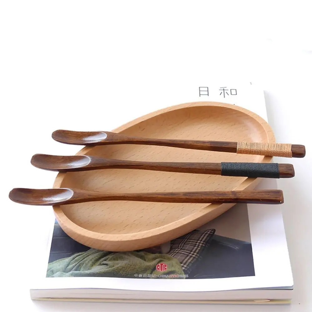 

Natural Wooden Spoon With Long Thin Handle Stirring Mixing Spoons Tableware Dessert Coffee Tea Honey Stirrer Kitchen Tools