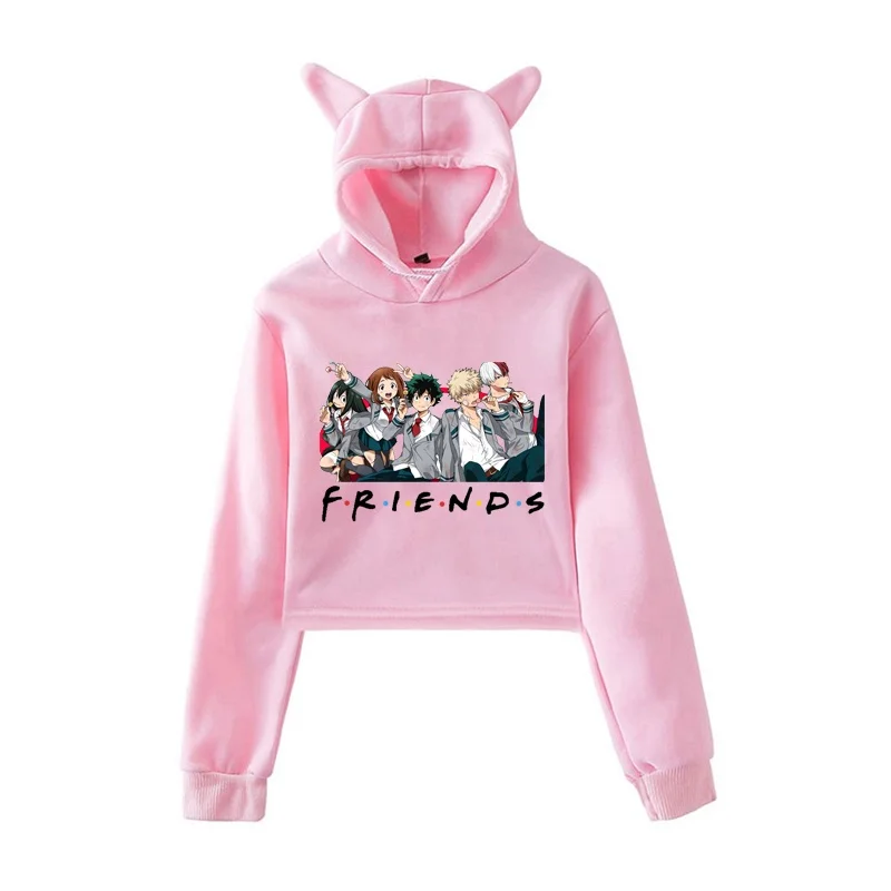 

Anime Hoodies Boku No Hero Academia Sweatshirt Kids girl Women Crop Hooded Sweatshirt Anime Friends Hoodie Oversize