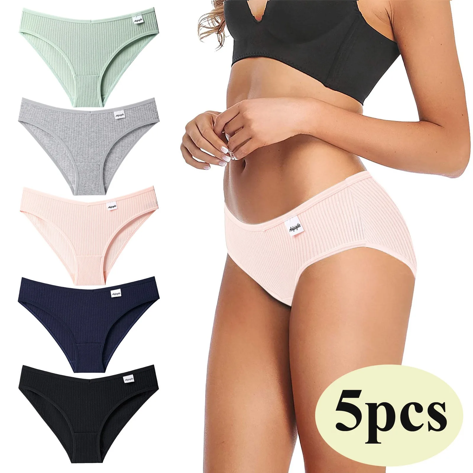 

Women 5 Pcs Panties Sexy Underwear Bikini Thongs Panties Briefs