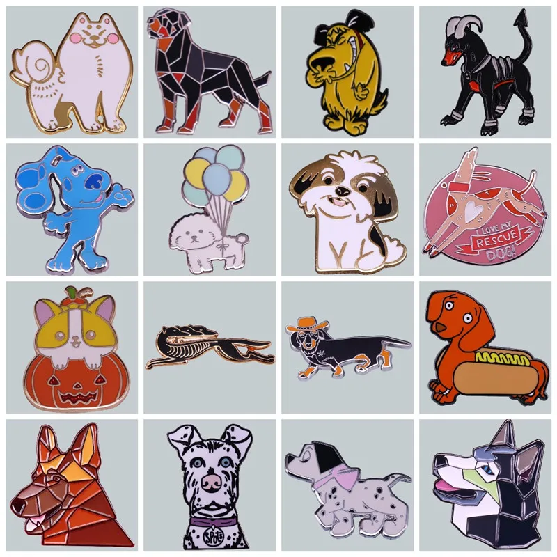 

Kawaii Cartoon Corgi Dachshund Dog Enamel Brooch Pin Brooches Lapel Pins Alloy Metal Badge Denim Jacket Jewelry Accessories