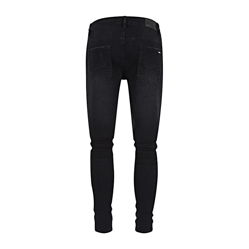 Street Fashion Men Jeans High Quality Black Elastic Stretch Skinny Fit Ripped Jeans Men Patched Designer Hip Hop Brand Pants