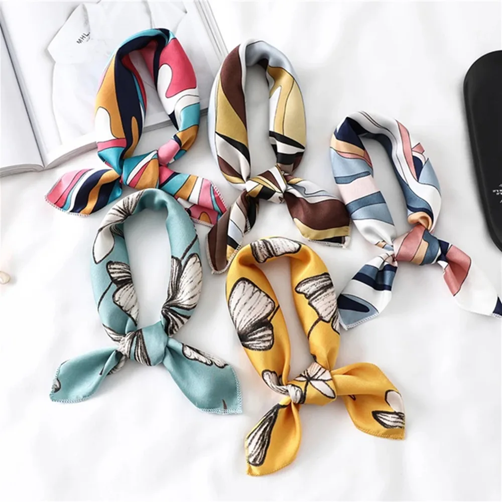 2021 квадратный шелковый шарф женские модные маленькие шарфы с принтом офисный