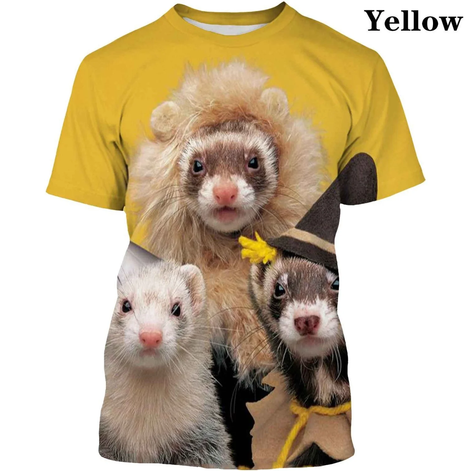 Летняя новая футболка с 3D-принтом для мужчин и женщин милым хорьком Повседневная