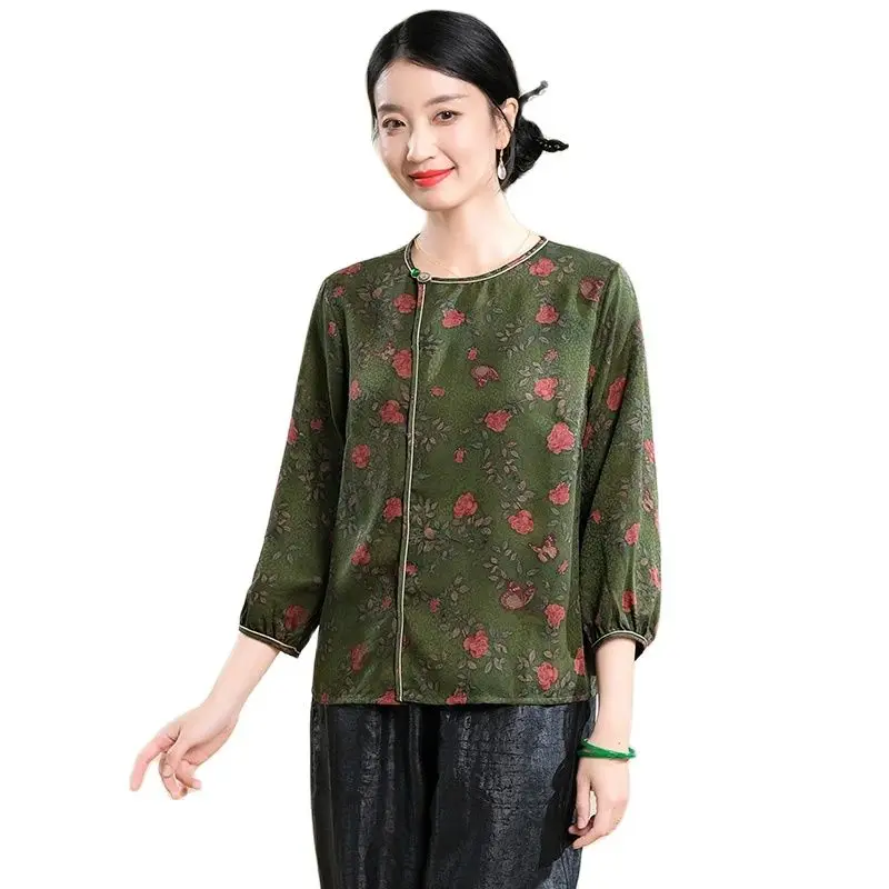 Поливальная Марля BirdTree рубашки из 100% натурального шелка женские цветочные с