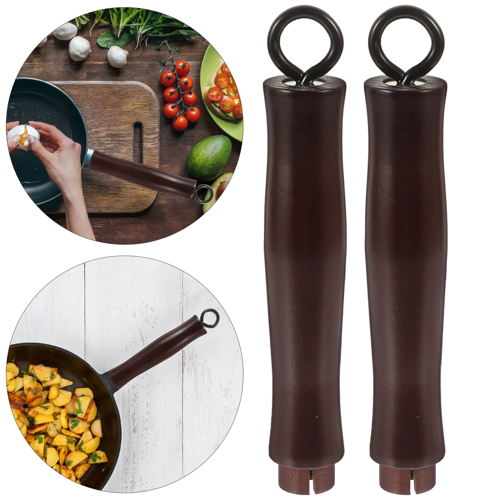 

2Pcs Wooden Pot Handle Universal Pot Handle Detachable Pot Handle Handle Grip Replacement