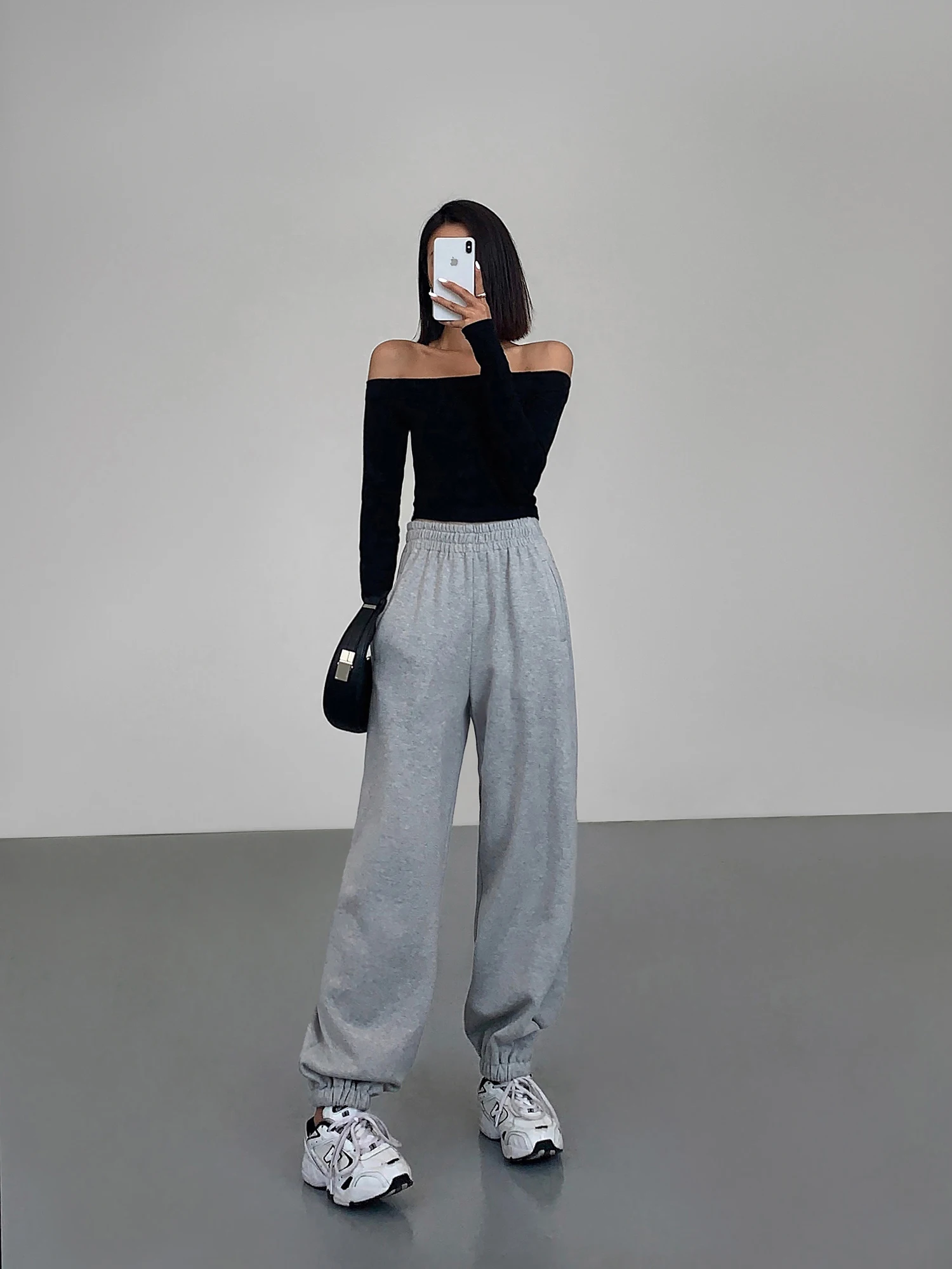 Ouusph черный вязаный женский топ с открытыми плечами и длинными рукавами