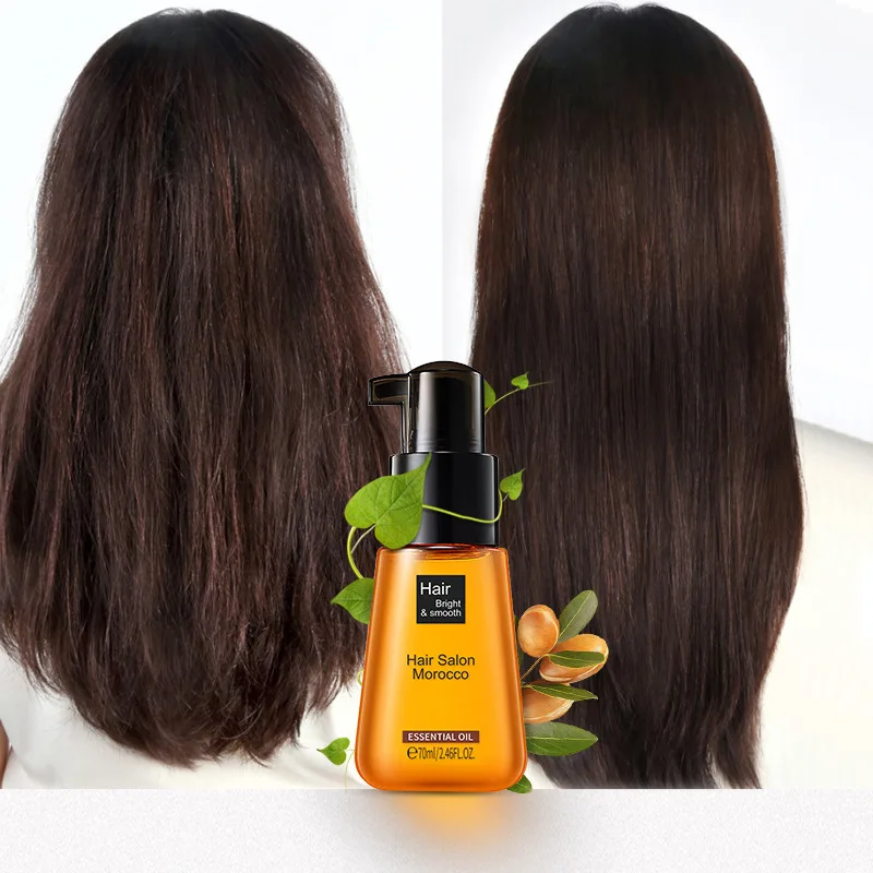 

LAIKOU Morocco Hair Essence Oil Moisturizer Brightening Smooth Nourishing Repair Damaged Hair Dry Split Ends 70ml