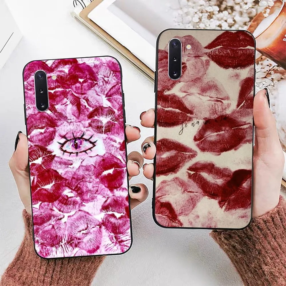 seksowna dziewczyna z czerwoną wargą do telefonu Samsung Note 8 9 10 20 pro plus lite M 11 30 21 31 51 A 22 42 02 03