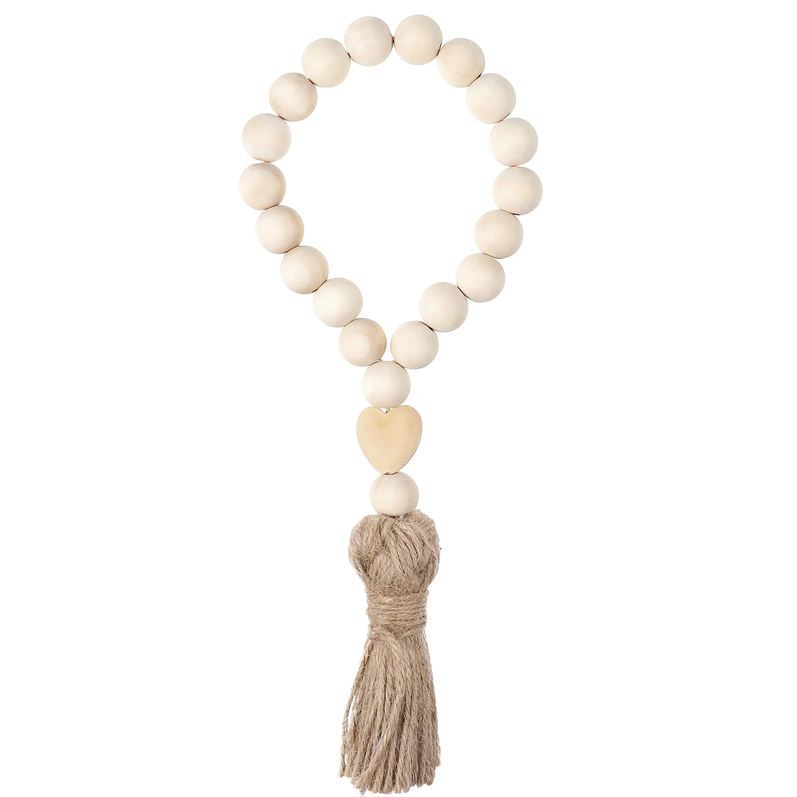 

Garneck Wood Bead Hanging Garland Rustic Bead Garland with Jute Tassel Country Style Decor Beaded Wall Hanging