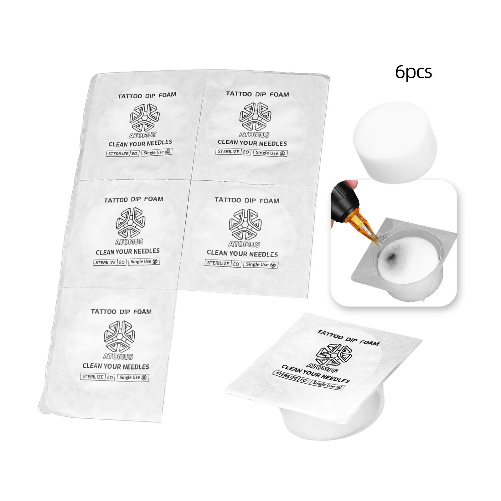 Одноразовые тату-иглы губки для чистки татуировок 6/12 шт.
