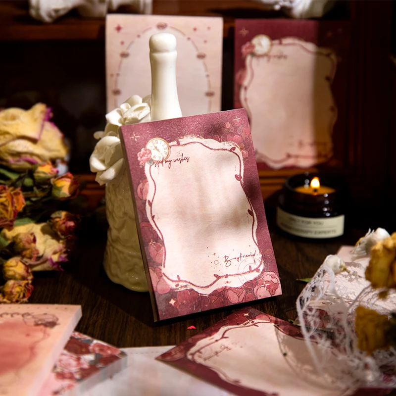 

60 pcs/pack Memo book Notes roses light retro literature and art plants flowers notes message paper 5 models