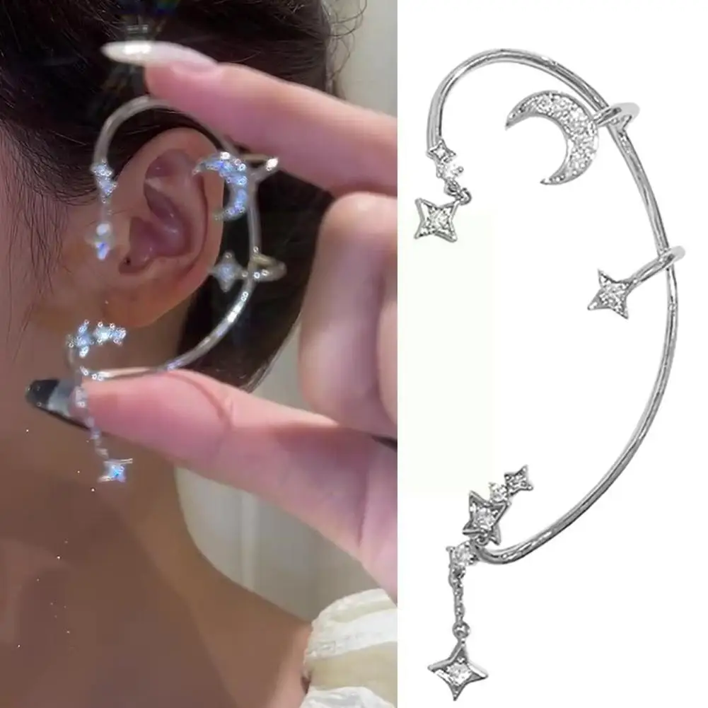 

Shining Butterfly Zircon Ear Clip Earrings For Women New Butterfly Moon Star Non Piercing Ear-hook Party Wedding Jewelry Gi K3L1