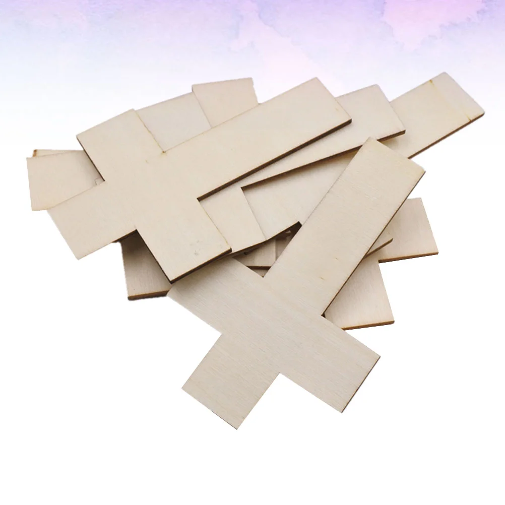 

36pcs Wooden Slices Chic Cross Creative DIY Accessories Wooden Pieces Jackstraw