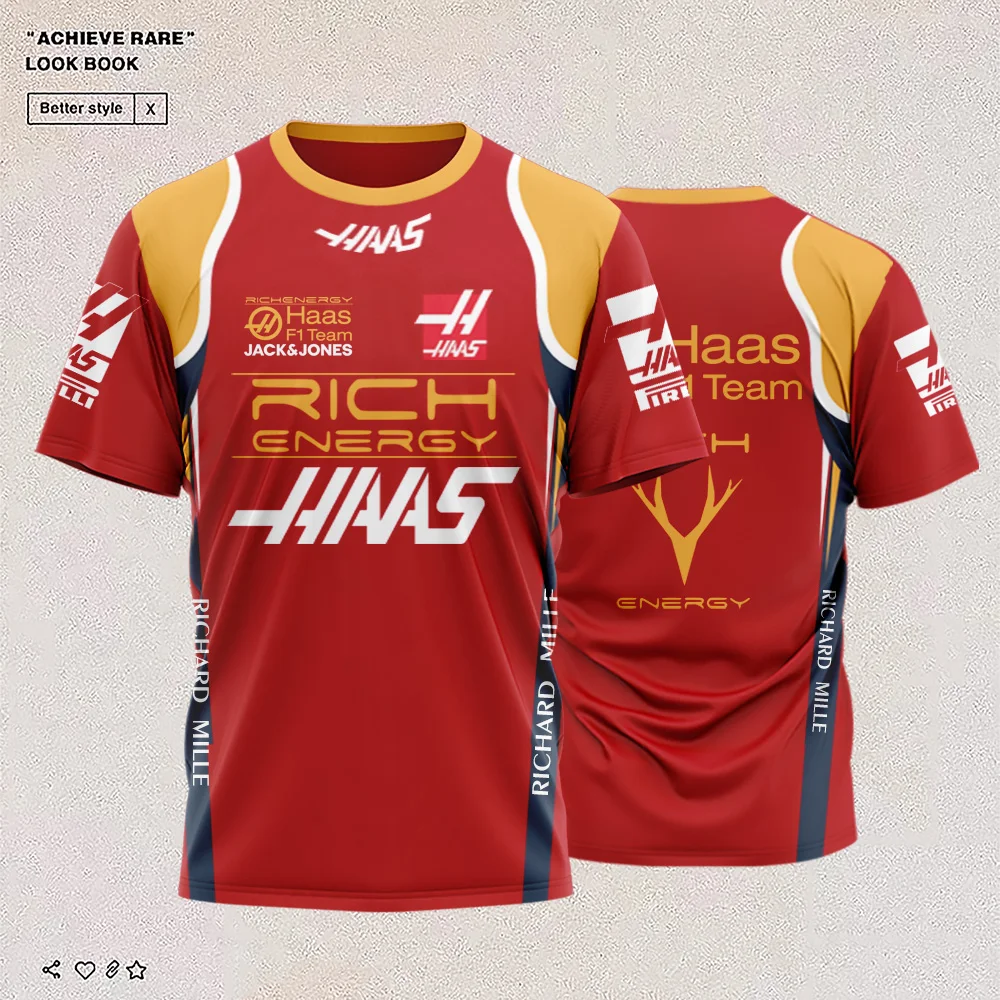 

2023 Hot Selling F1 Hass T-shirt Formula One New Men's Racing Short Sleeve Summer Outdoor Sports Women's Quick Dry Top 100-6XL