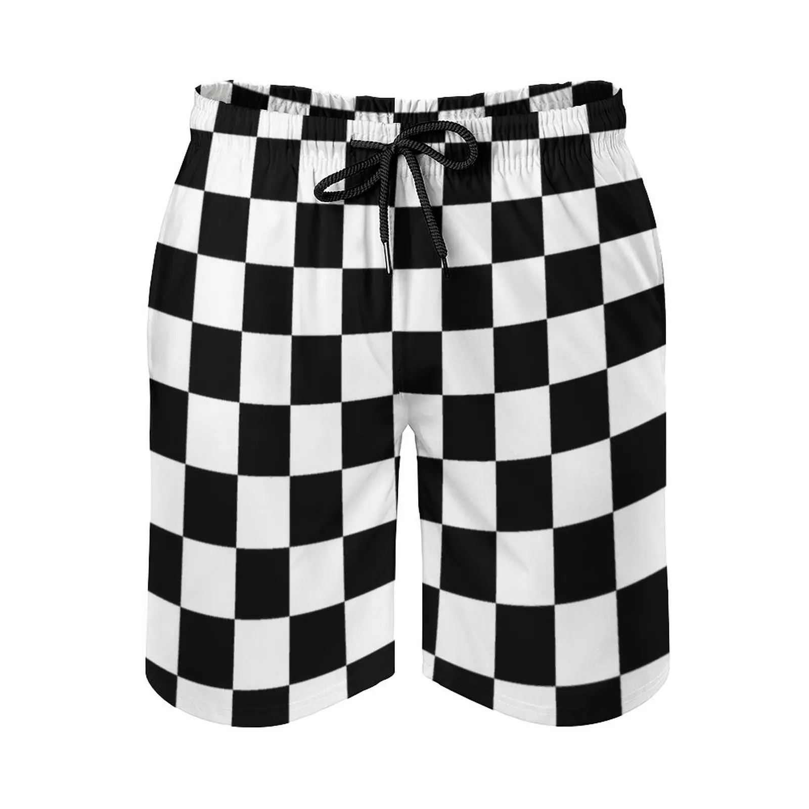 

Check Pattern Checks Checkered Black & White. Men'S Beach Shorts 3D Printing Loose Surf Board Shorts Beachwear Check Checks Win