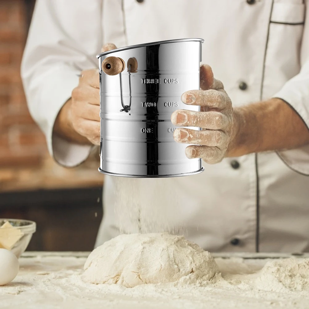 

Stainless Steel Mesh Flour Sifter Mechanical Baking Icing Sugar Shaker Sieve Cup Shape Bakeware Baking Pastry Tools