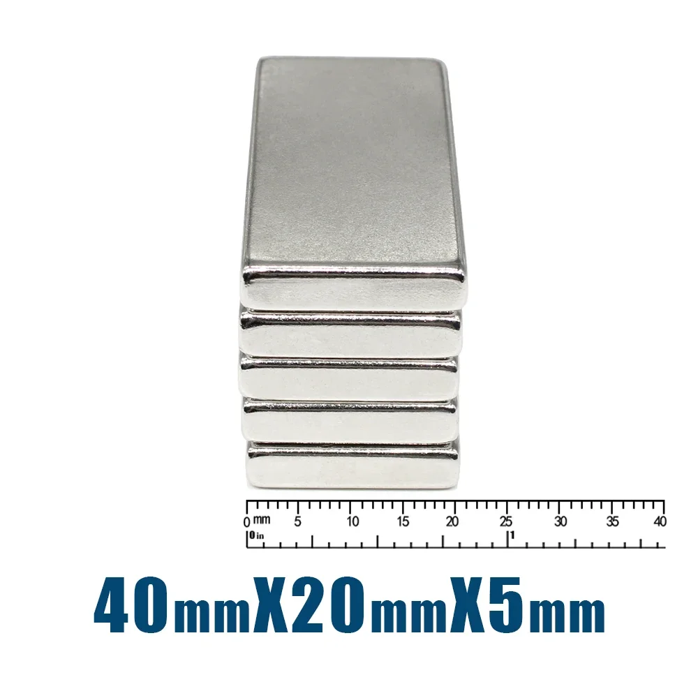 1/2/5/10 шт. 40x20x5 мм квадратный редкоземельный неодимовый магнит N35 блок мощные
