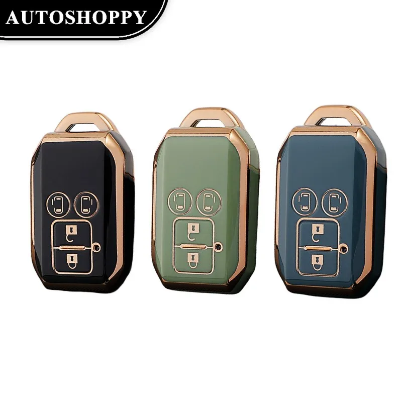 

Golden-edged TPU Car Key Case Cover For Suzuki Spacia MK53S Jimny Sierra Swift Wagon Interio Protection Accessories