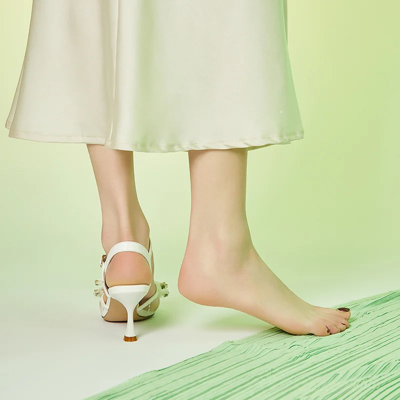 Autuspin 7cm New In Women Pumps Fashion Summer Ankle Buckle Breathable Mesh Sandals Office Ladies Shoes Party Wedding High Heels