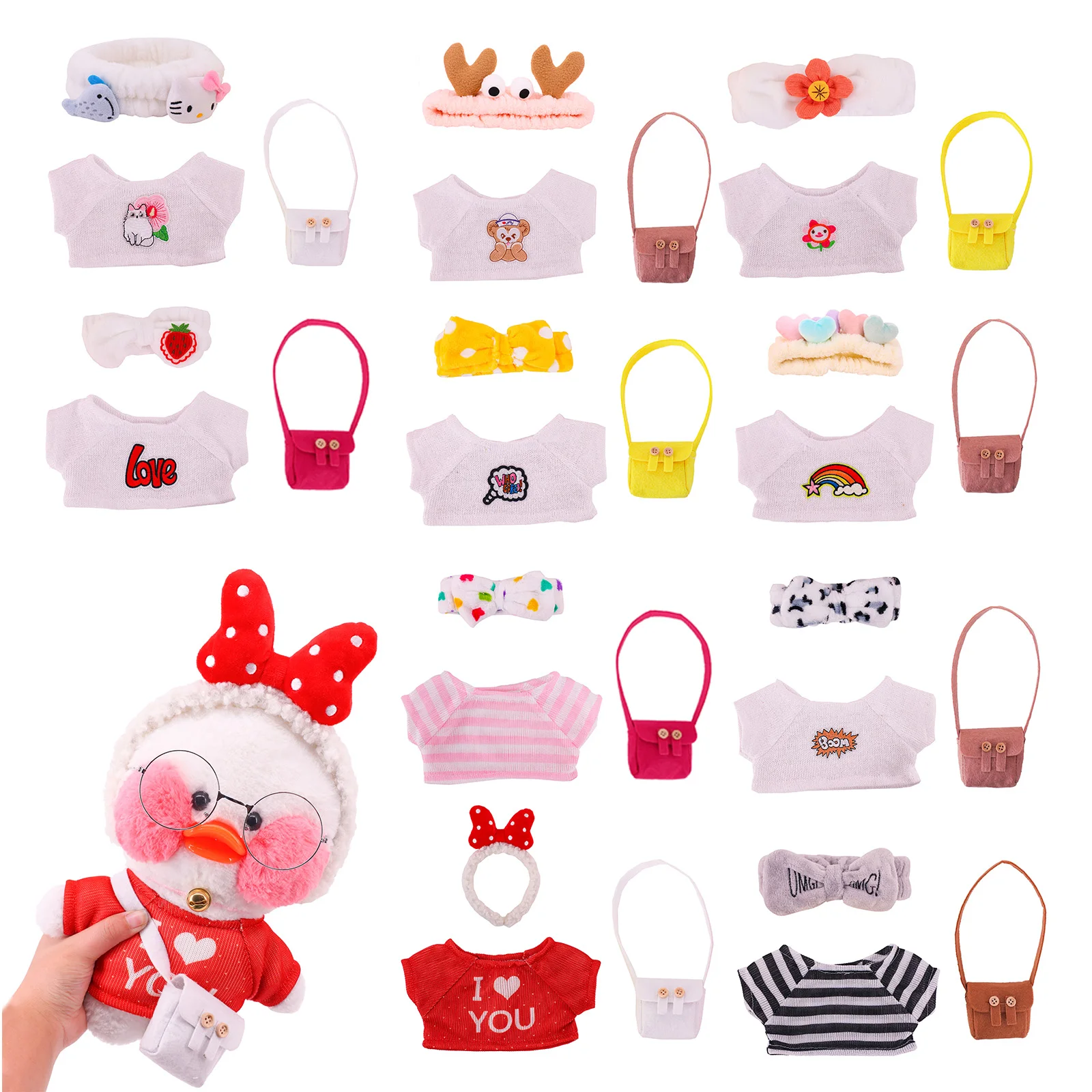 20 Cm Doll Clothes For Lalafanfan Clothes For Cute Yellow Plush Duck Sweater Glasses Plush Animal Doll Accessories